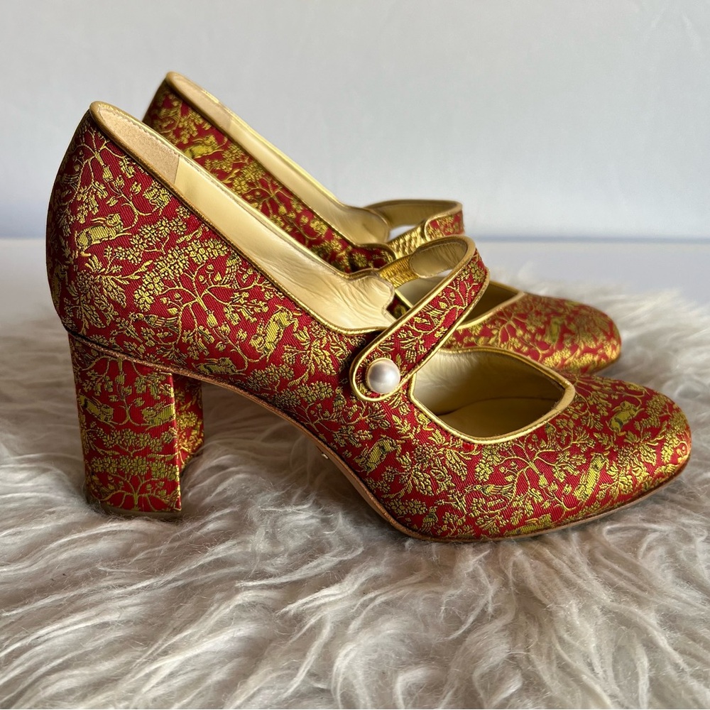 Sarah Flint Bunny Brocade Mary Jane Pumps